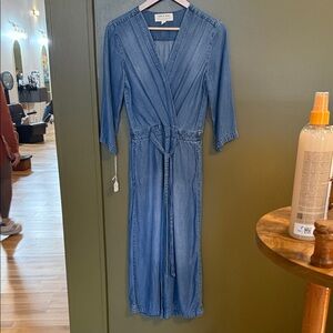 Anthropologie-Cloth & Stone denim wrap jumpsuit